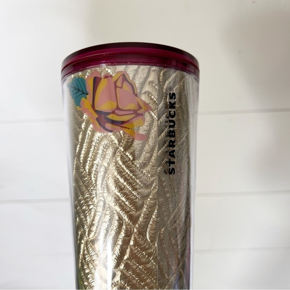 Starbucks Gold Quilted Foil Rose Tumbler 24 oz - Picture 3 of 5